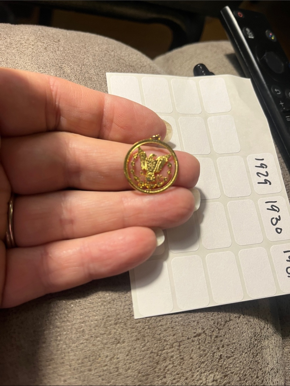 Gold-Tone Round Eagle Pendant Charm 1928